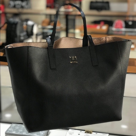 mcm black reversible tote